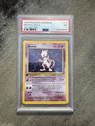 1999 POKEMON GERMAN 1ST ED #10 MEWTU-HOLO PSA 7 MEWTWO