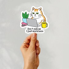 Funny Cat Office Sticker  Office Humor Decal  Work Quote Sticker 