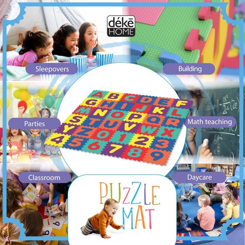 - Alphabet Foam Play Mat for Kids, 36 Interlocking EVA Tiles, 72"x72" Floor M... - Picture 4 of 9