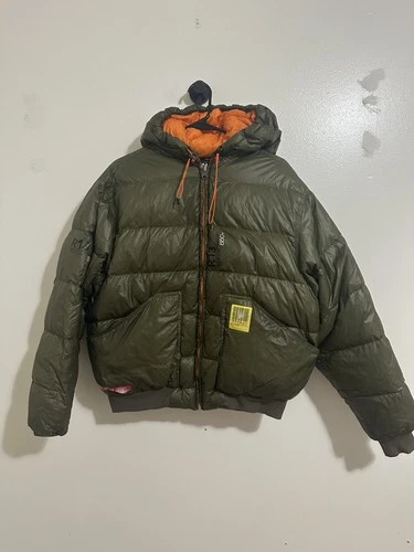 R13 Reversible Hooded 850+ Down Puffer Jacket Green/Orange women’s L image 2