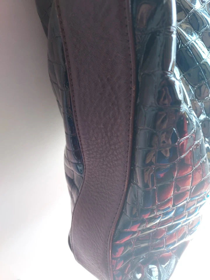 Brighton Cher Cherie Croc Patent Leather Black Shoulder Bag￼ Pre-owned - Image 4 of 4