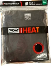 32 Degree's Heat Weatherproof Long Sleeve Crew Neck Base Layer Black Men's XL