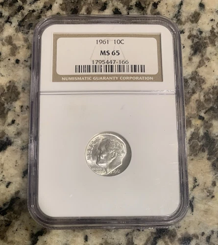 1961 Roosevelt Dime 10C 90% Silver NGC MS 65