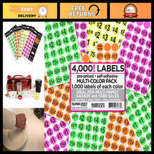 Garage Sale Stickers 4000 Count - Pre-Priced Color Labels, Blank Price Dots, Yar