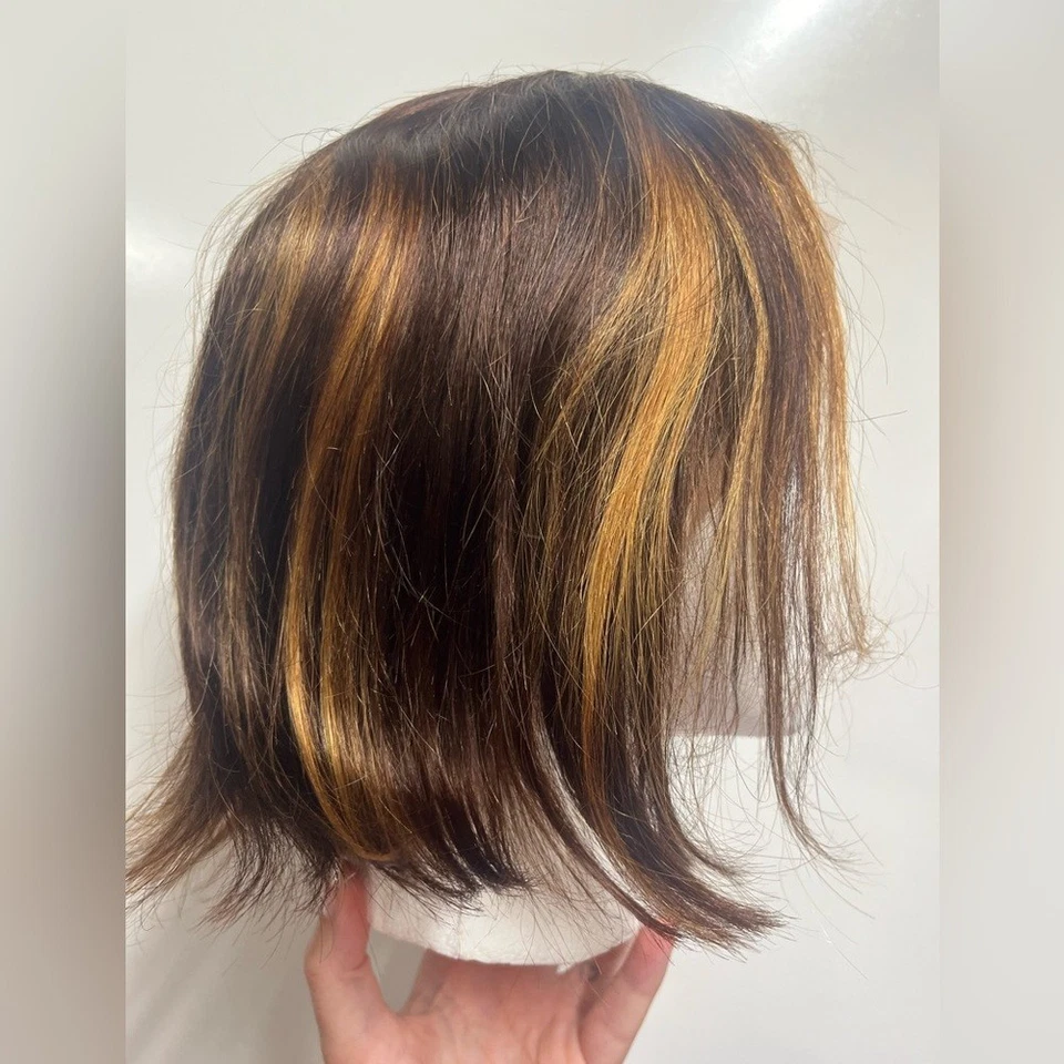 Новый с Ярлыками Bob парик человеческих волос кружева спереди 180% плотность 10» парик коричневый ombré подсветки - Изображение 4 из 4