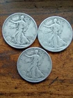 1936 THREE (3) 90% SILVER HALF DOLLAR COINS 50C CIRCULATED WALKING LIBERTY