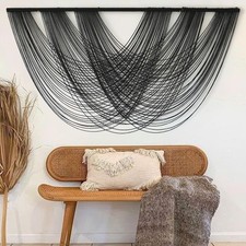 Flber Macrame Wall Hanging Black 59.00" W x 31.00" L Boho Wall Decor Large Bo...