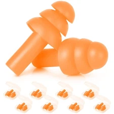 24 Pair Orange Ear Plugs Bulk NRR 29dB Reusable Silicone With Plastic Cases -...