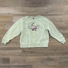 Old Navy Women s Crew Neck Green Sweatshirt Size Large Flowers