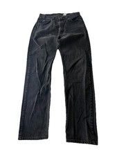 Vtg Levi's 505 Jeans Men's 34x34 Regular Fit Straight Black Denim Pants 90s Flaw