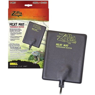 Reptile, Zilla Heat Mat Terrarium Heater Small - 8 Watt  (6'' x 8'')