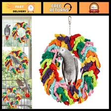 Colorful Cotton Rope Parrot Swing Toy for Large Birds - Chewing, Climbing, Exerc