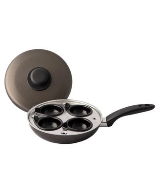Quest Camping Wohnwagen Haus Antihaftbeschichtet 4 Eier Pochierer Herdplatte Pfanne inkl. Deckel K0060