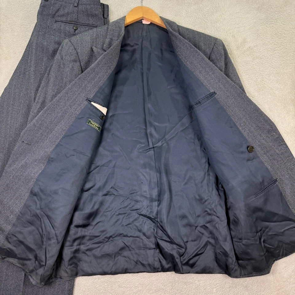 Traje DE COLECCIÓN Mariano Rubinacci Para Hombres 40R Doble Pecho Lana Gris Italia 32x30 Foto 4 de 4