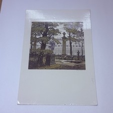 Vintage Postcard Schwarzenberg Garden Statue Iron Fence Art Print Card P5