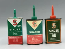 Vintage Lot SINGER SEWING MACHINE OIL Can HANDY OILER Advertising