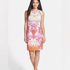 Elie Tahari Holly French Bouquet Colorful Sheath Eyelet Mini Dress Size 4