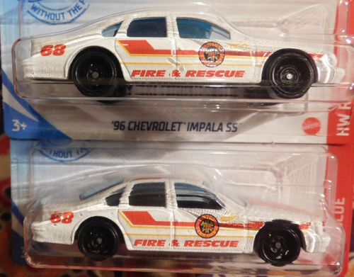 Hot Wheels 4 '96 CHEVROLET IMPALA SS 2 Black 2020 New Model + 2 White RESCUE - Picture 11 of 11