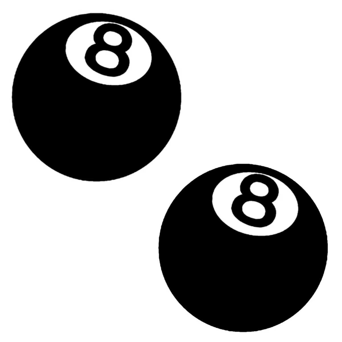 8 Ball Decal - 2 Pack Billiard Pool Ball Sticker - Choose Color Size