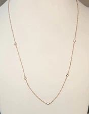 LC Lauren Conrad Beautiful 10K Rose Gold and White Topaz Station Necklace - 18"