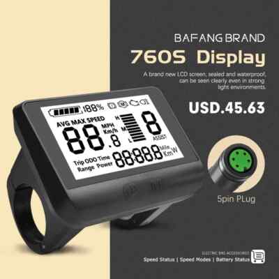 E-bike LCD 760S Display 5PIN Female Waterproof for BBS02B BBS01B BBSHD Mid Motor