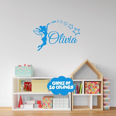 FAIRY Wall Sticker Personalised ANY NAME Girls Bedroom Vinyl Transfer ...