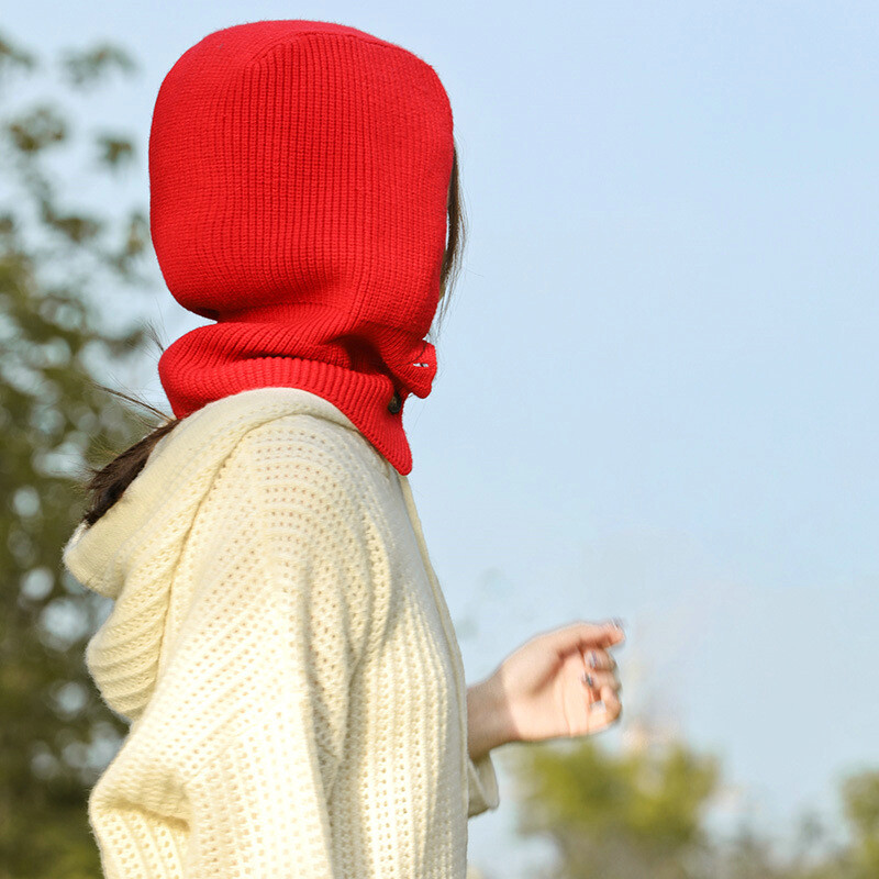 Women Knit Beanie Cap Faux Cashmere Hooded Scarf Hat Crochet  display picture 3
