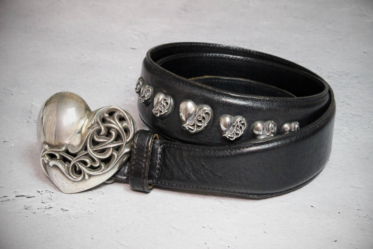 Chrome Hearts Heart Buckle Heart Belt 32 inches Genuine Rare Chrome Hearts Heart Buckle Heart Belt 32 inches Genuine Rare