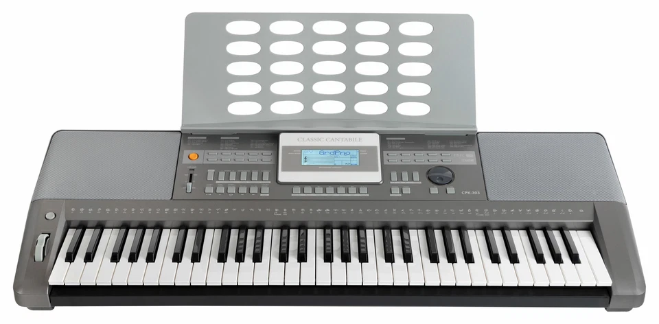Keyboard 61 Tasten Digital Piano Sounds Rhythmen Lernfunktion Musik USB LCD grau - Bild 3 von 4