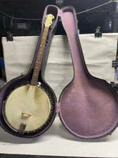 Vintage 1920’s-30's May Bell Tenor Banjo / Resonator  with Case