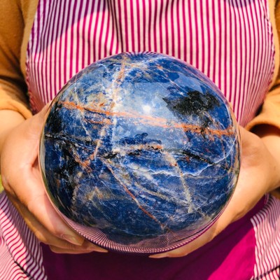 6.77LB Natural Beautiful Blue Striped Ball Quartz Crystal Sphere Healing 1095