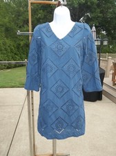 NWOT ANN TAYLOR SLATE BLUE EYELET DRESS PS