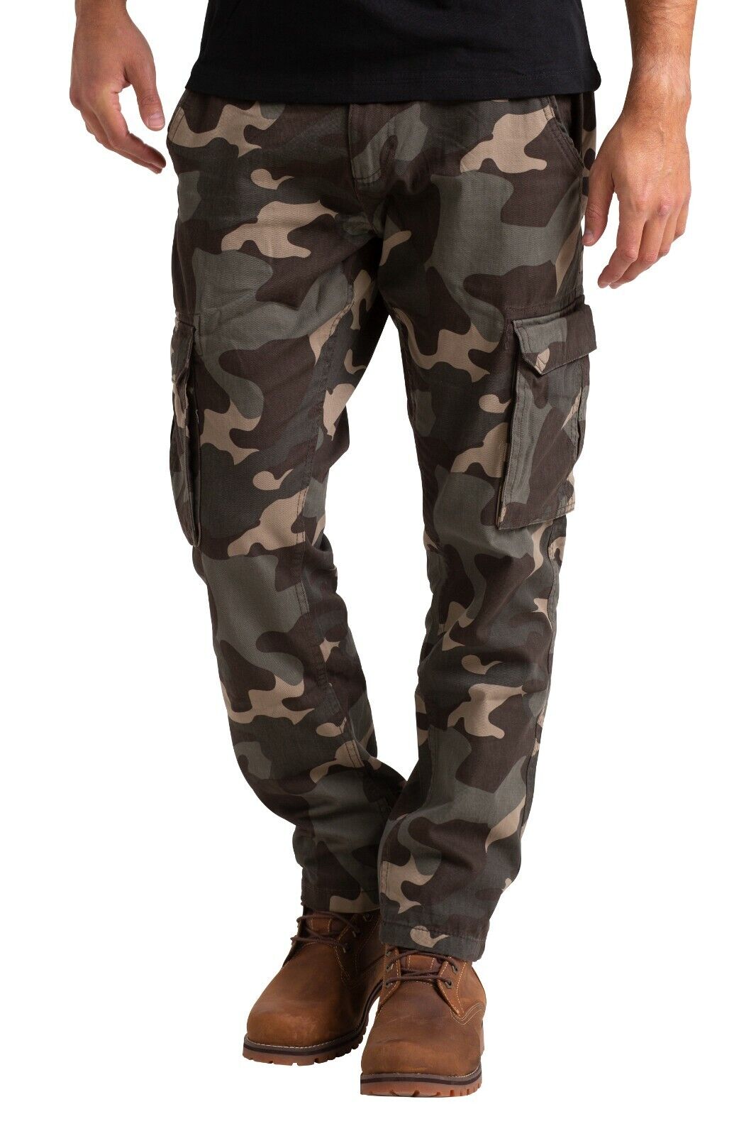 Mens Army Cargo Combat Camouflage Trouser 100%Cotton Pant Straight Leg Work  wear