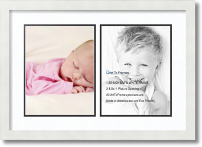 ArtToFrames Collage Mat Picture Photo Frame  2 8.5x11'' Openings in Black 38