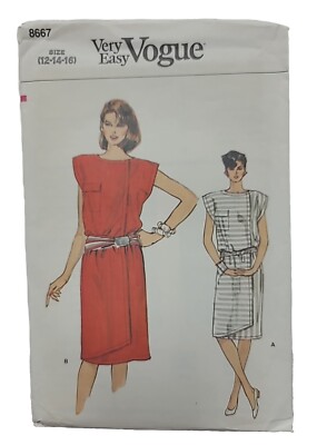 VTG Very Easy VOGUE Patterns  Misses' Dress Size 12-14-16 Pattern # 8667 Uncut