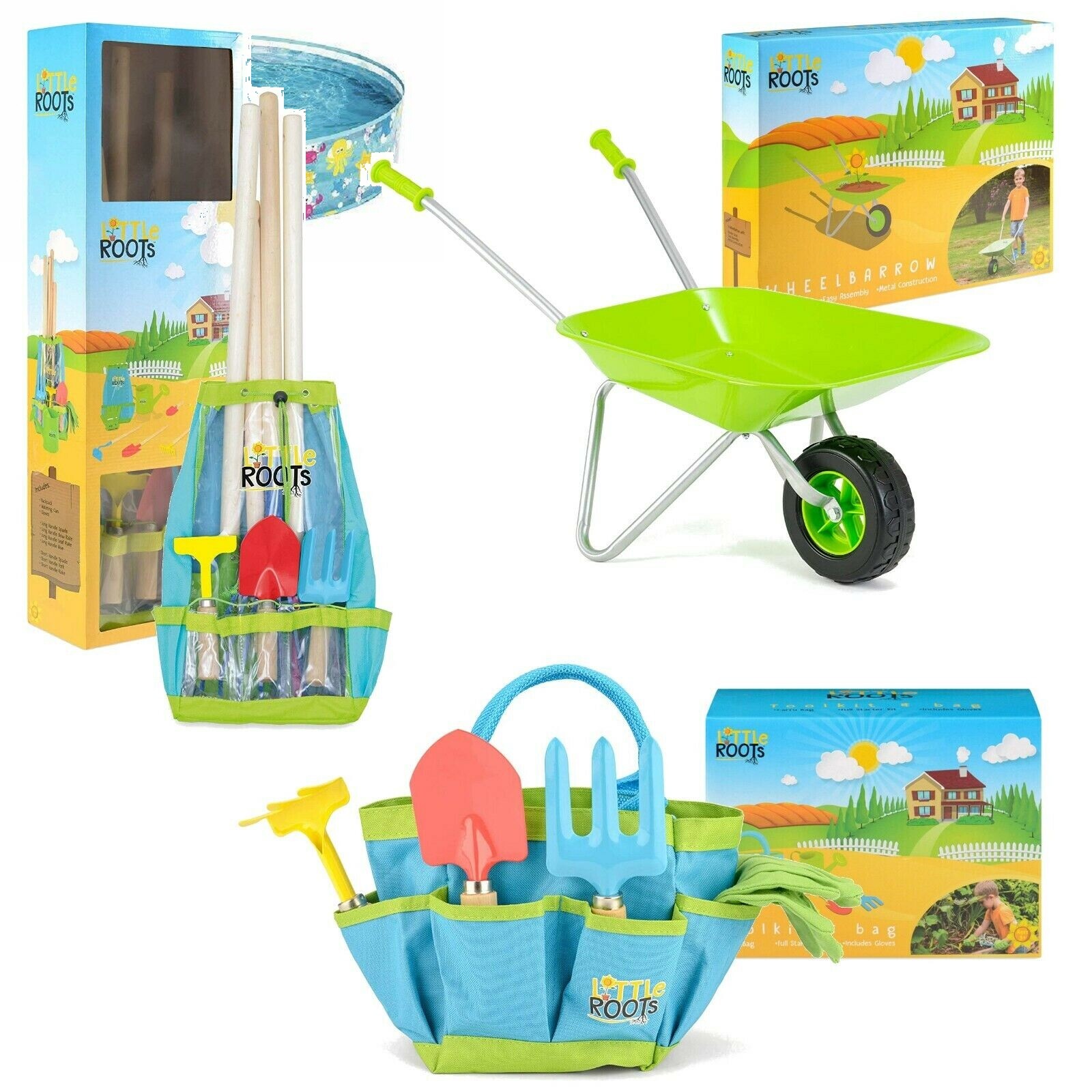 childrens wheelbarrow set