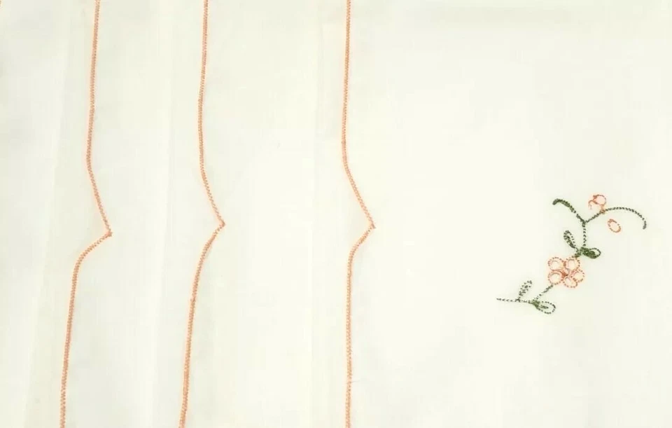 Vintage Embroidered Hankies Handkerchief Floral Coral Pink Trim Lot of 4 NOS - Image 4 of 4