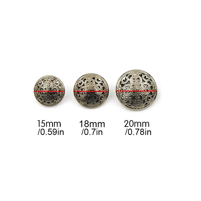 10PCS Metal Hollow Out Flower Shank Button Coat Sewing Craft DIY 15 18 20MM - Image 2 of 4