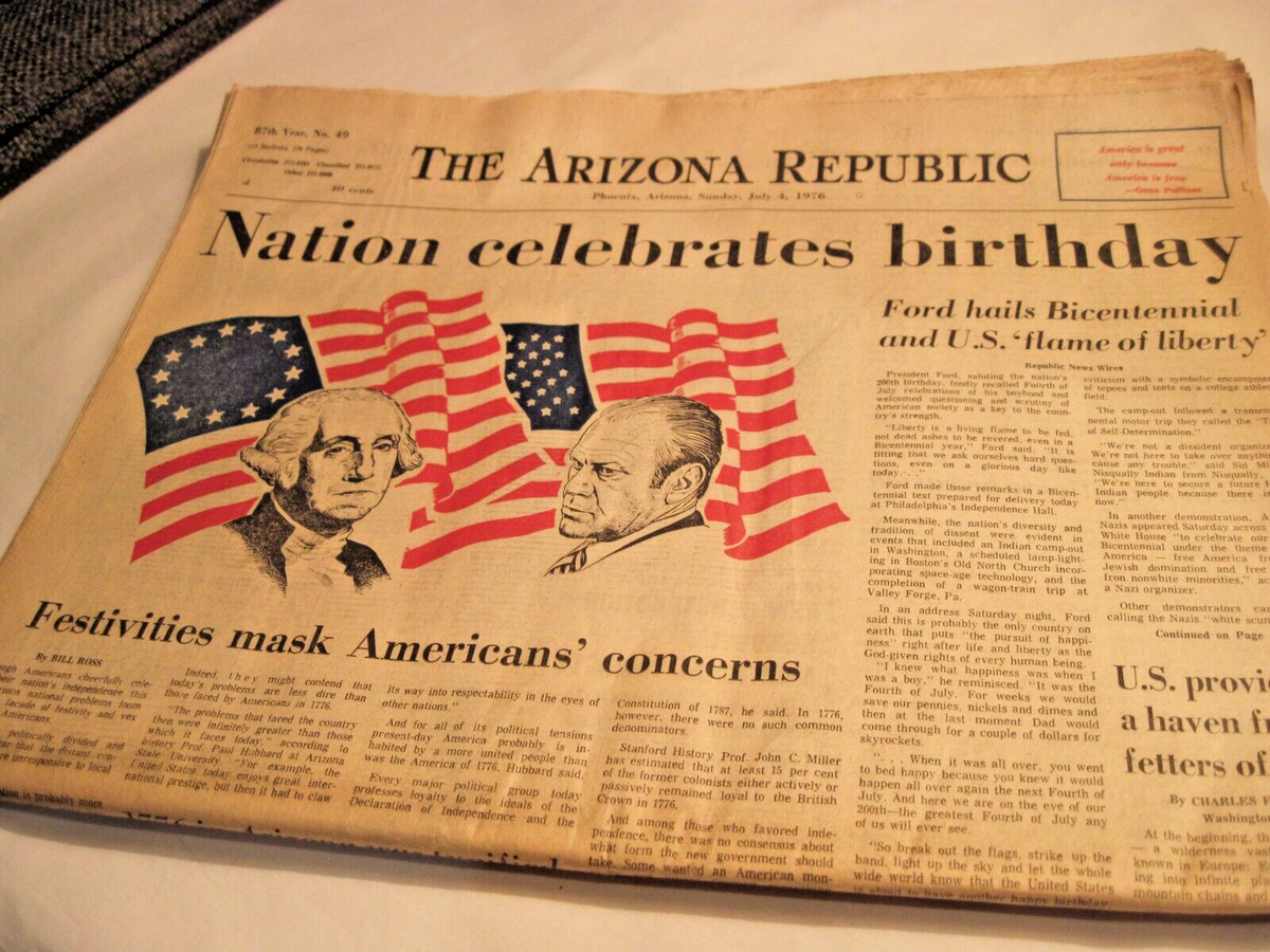 AZ Republic Complete Newspaper July 4 1976 Nation 200 Bday