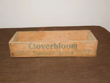 VINTAGE 14 3/4" X 5 1/8" X 3" HIGH CLOVERBLOOM SANDWICH SPREAD CHEESE WOOD BOX