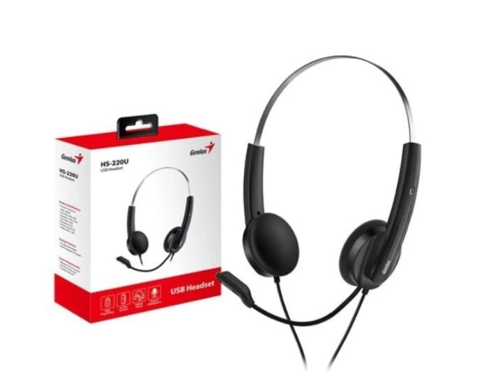 Genius HS-220U Ultra Light Headset Black Microphone USB Adjustable Headband - Image 4 of 4