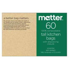 Matter Compostable 13 Gallon Tall Kitchen Trash Bags with Drawstring Eco 60pk