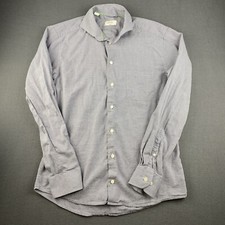 Eton Slim Button Up Long Sleeve Men's M 39 Blue Cotton Dress Shirt
