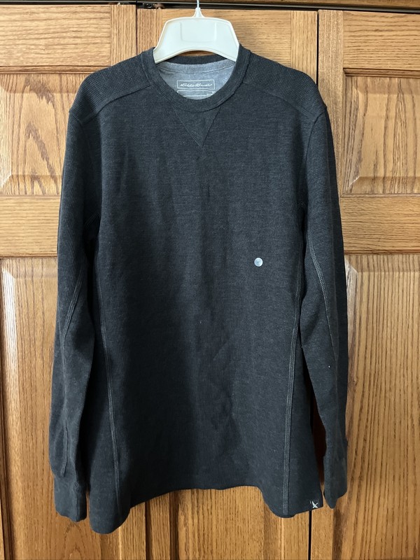 Eddie Bauer Mens thermal crew gray long sleeve mens size M NEW