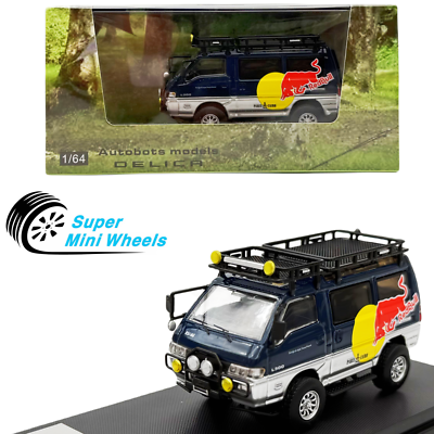 #ad Autobots Models 1:64 Mitsubishi Delica Blue Silver Red Bull Diecast Car $29.99