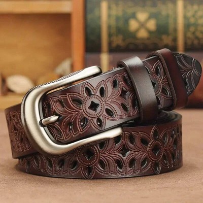 115CM Belt Hollow Pattern Belt Ladies Waistband Woman Belts Buckle Jeans Straps
