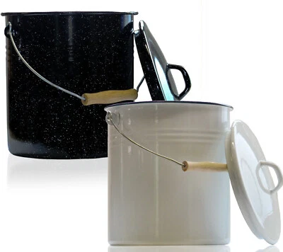 KAK Emailleeimer Biomüll Eimer Metalleimer 12l mit Deckel Windeleimer landshop24 Top