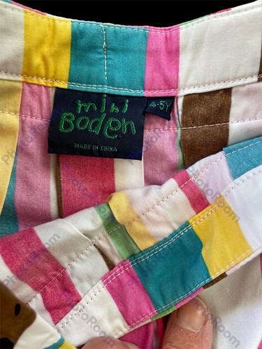 Mini Boden Multicolored Stripe Pleated Adjustable Waist Woven Cotton Skirt-4-5T - Picture 2 of 7