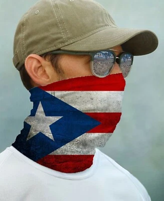 PARAGON SUN GAITER Mask Bandana UPF 50+ UV Protecter Fishing Puerto Rico Flag Face Neck