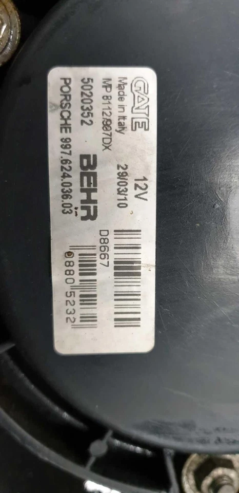 09 10 11 12 PORSCHE CAYMAN Motor Pasajero Derecho Motor Refrigeración Ventilador Conjunto Foto 3 de 4